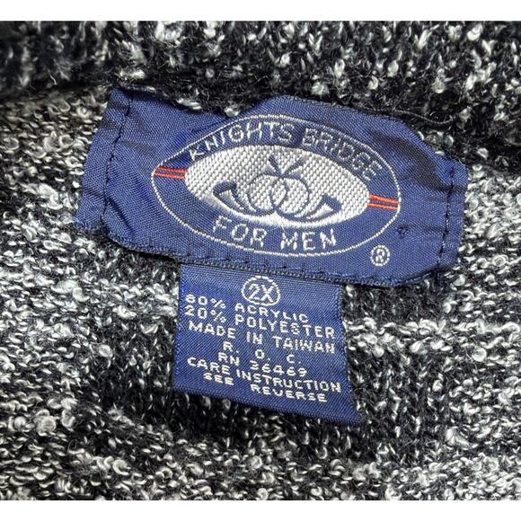 Vintage 90's Knightsbridge Black Gray Geometric Acrylic Sweater Men's XL - Picture 4 of 4